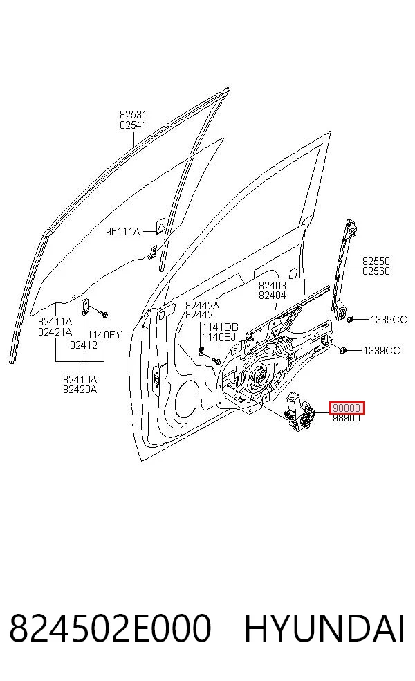 824502E000 Hyundai/Kia Мотор склопідйомника водійських дверей