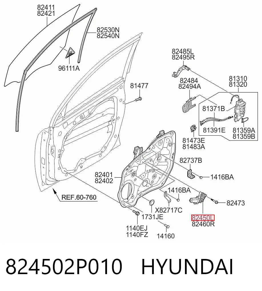 824502P010 Hyundai/Kia Мотор склопідйомника водійських дверей