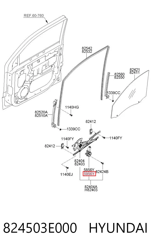824503E000 Hyundai/Kia Мотор склопідйомника водійських дверей