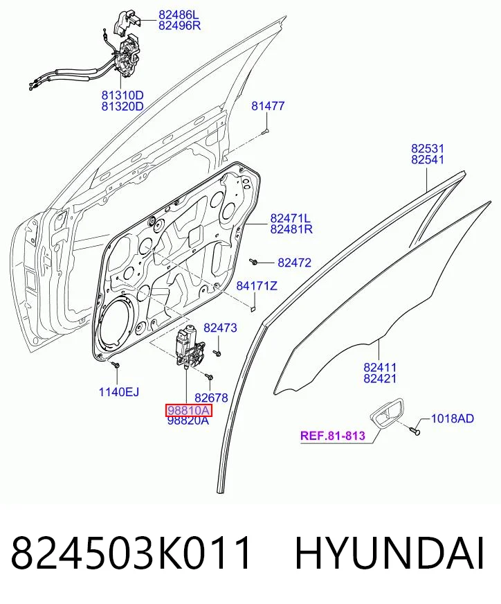 824503K011 Hyundai/Kia Мотор склопідйомника водійських дверей