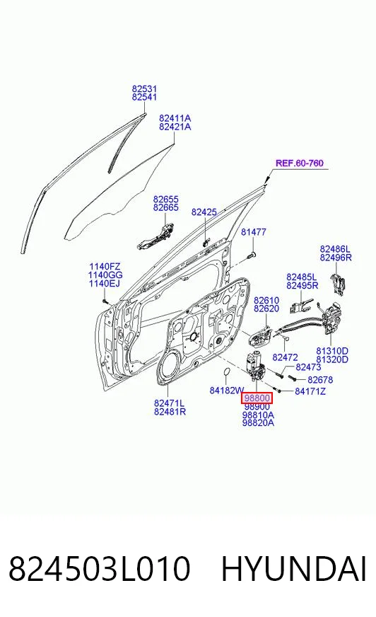 824503L010 Hyundai/Kia Мотор склопідйомника водійських дверей
