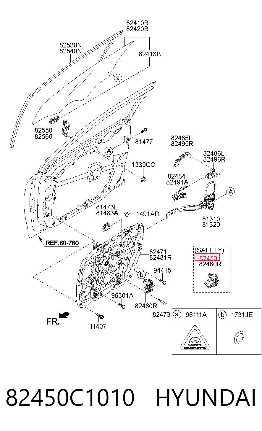 82450C1010 Hyundai/Kia Мотор склопідйомника водійських дверей