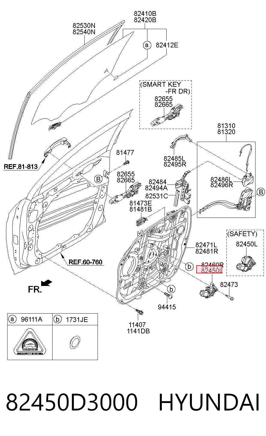 82450D3000 Hyundai/Kia Мотор склопідйомника водійських дверей