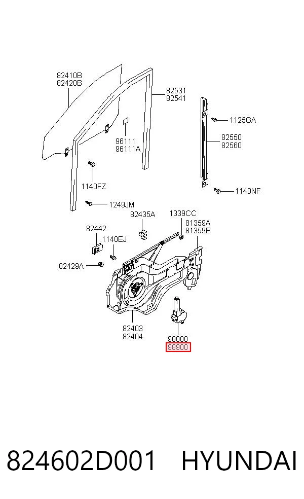 824602D001 Hyundai/Kia Мотор склопідйомника дверей передніх, правих