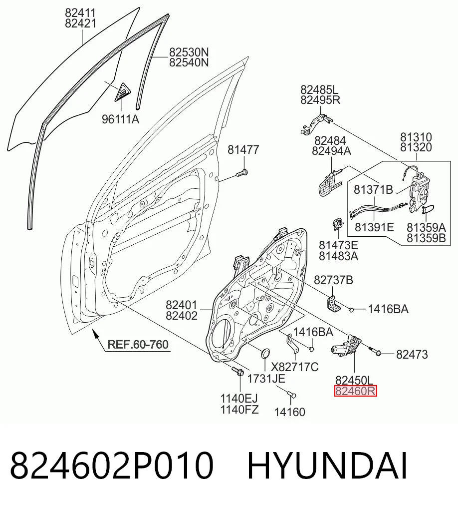 824602P010 Hyundai/Kia Мотор склопідйомника дверей передніх, правих