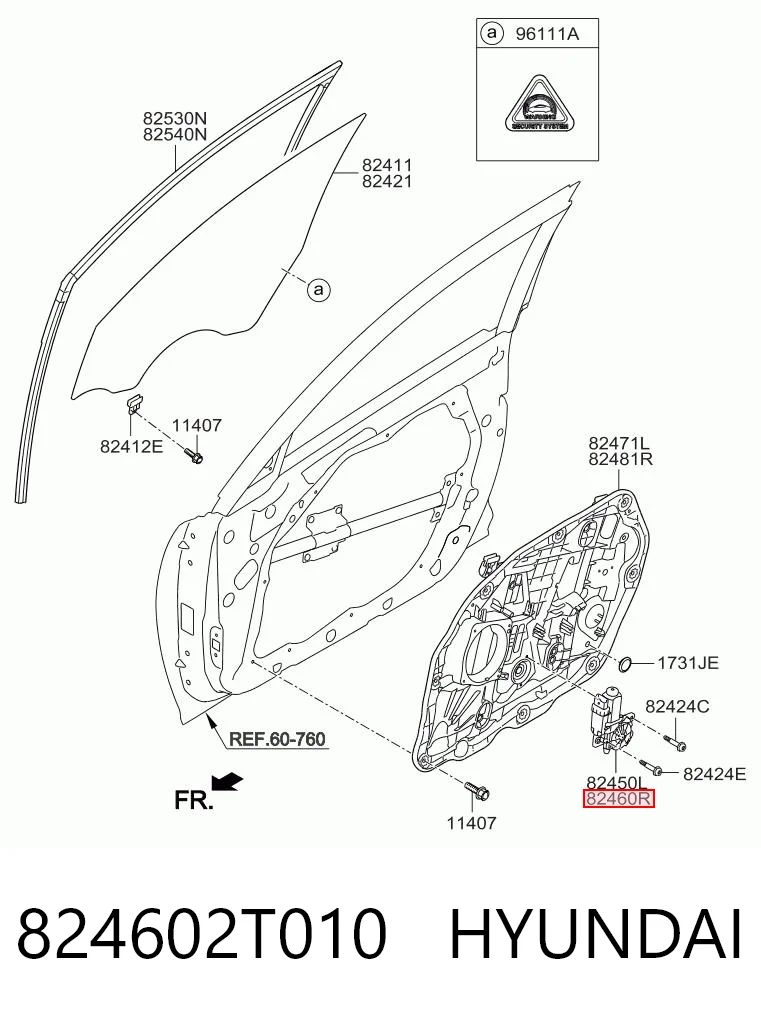 824602T010 Hyundai/Kia Мотор склопідйомника дверей передніх, правих