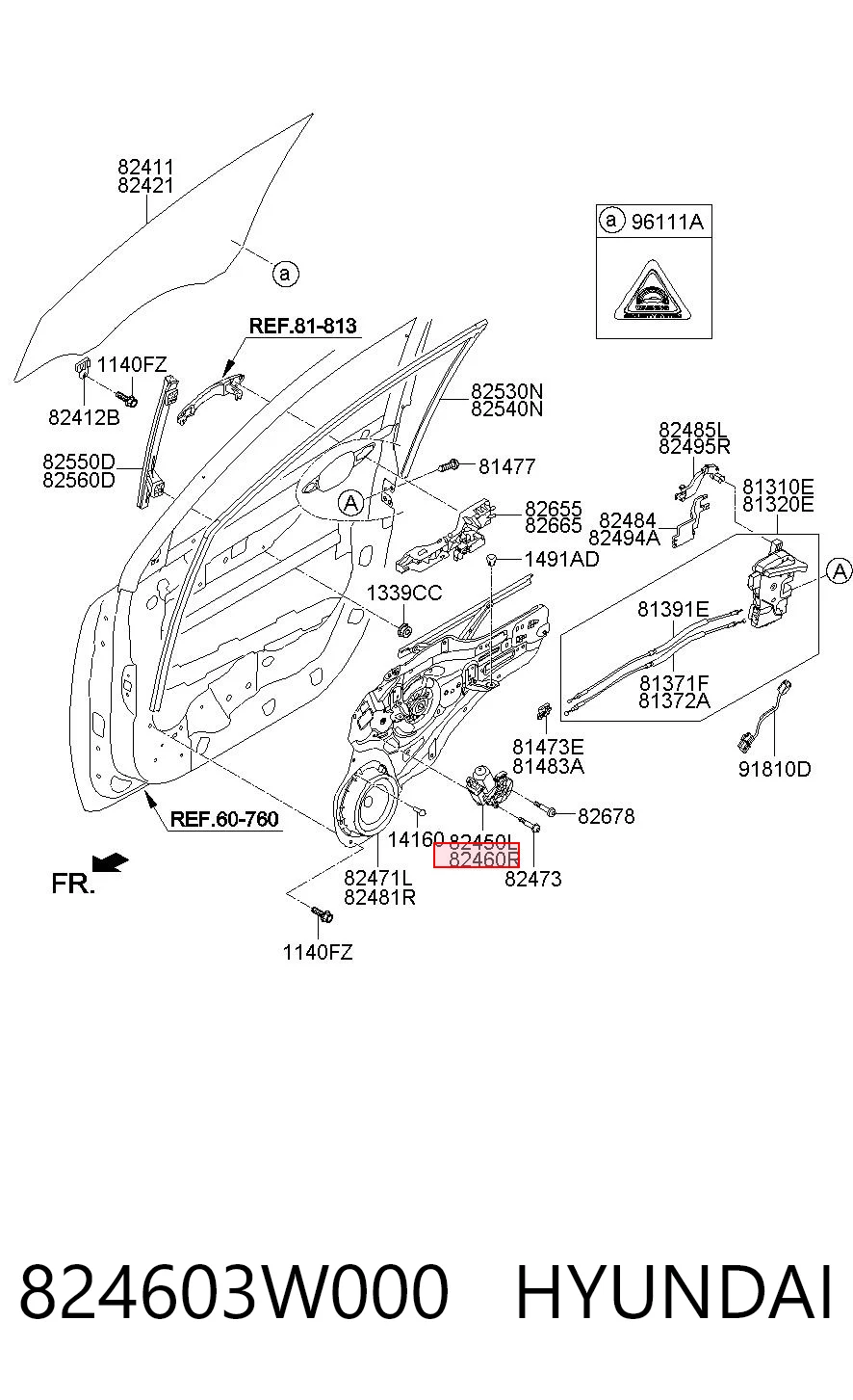 824603W000 Hyundai/Kia Мотор склопідйомника дверей передніх, правих