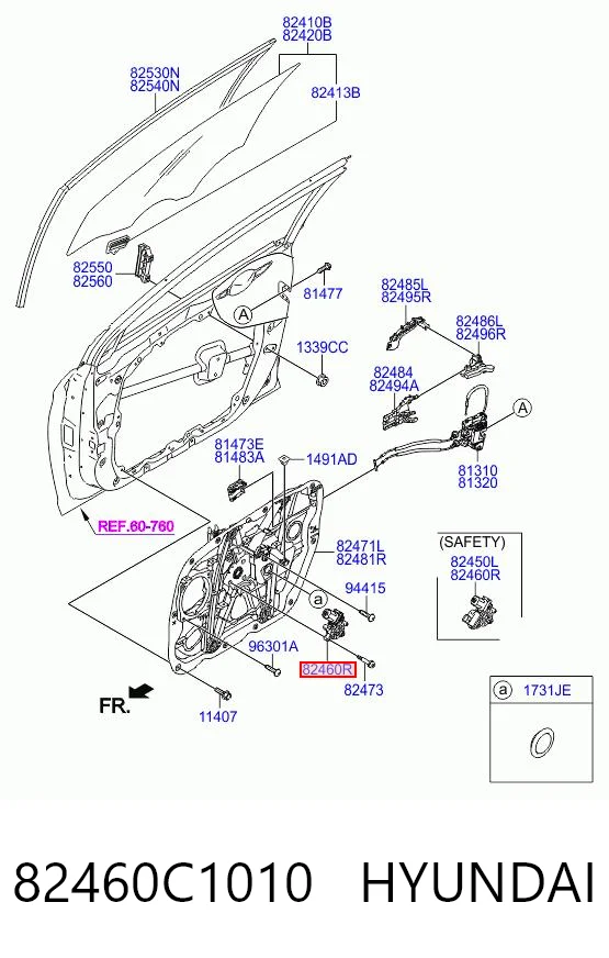 82460C1010 Hyundai/Kia Мотор склопідйомника дверей передніх, правих