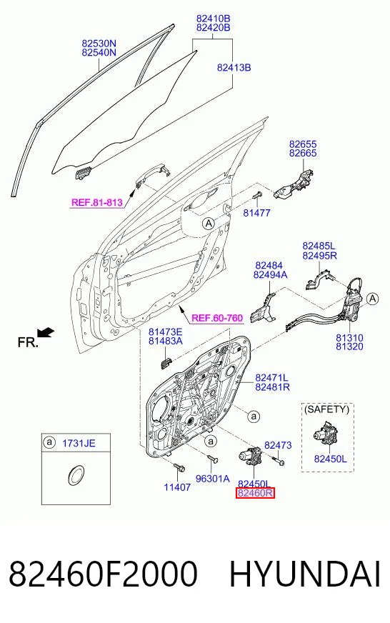 82460F2000 Hyundai/Kia Мотор склопідйомника дверей передніх, правих