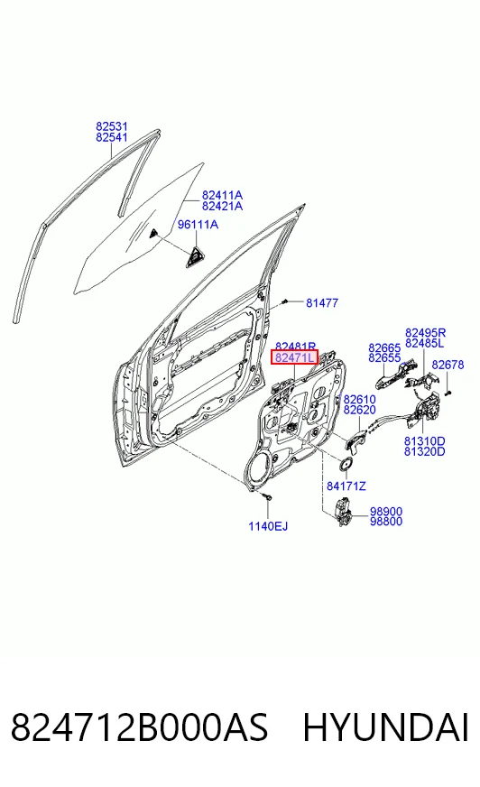  Склопідйомник передньої лівої двері Hyundai Santa Fe 2