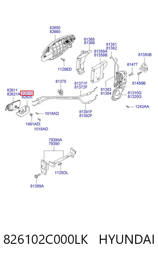 826102C000LK Hyundai/Kia Ручка передніх дверей внутрішня, ліва