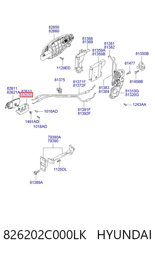 826202C000LK Hyundai/Kia Ручка передньої двері внутрішня права