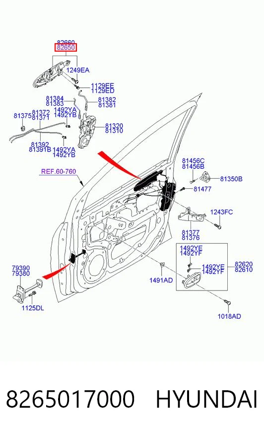 Ручка передньої двері зовнішня ліва FPS FP3168121 ціна, від 10.04 USD