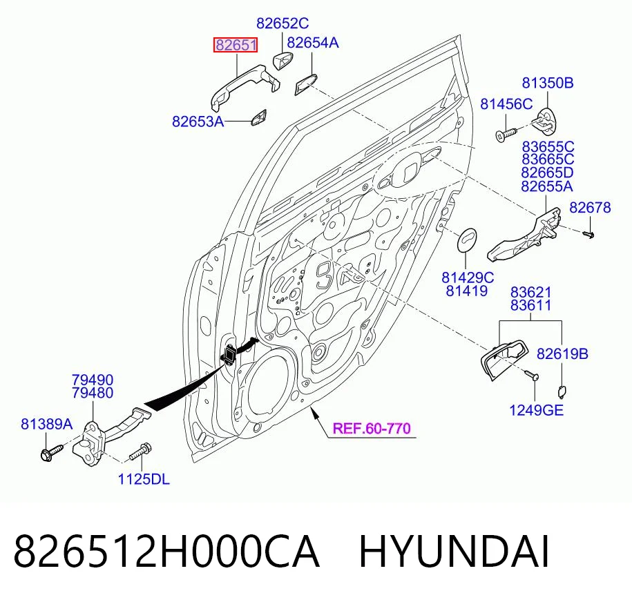 826512H000CA Hyundai/Kia Ручка дверей в зборі