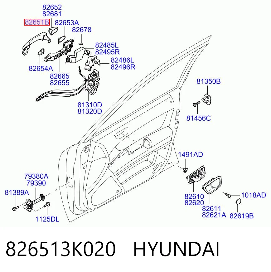 826513K020 Hyundai/Kia Ручка передніх дверей, зовнішня