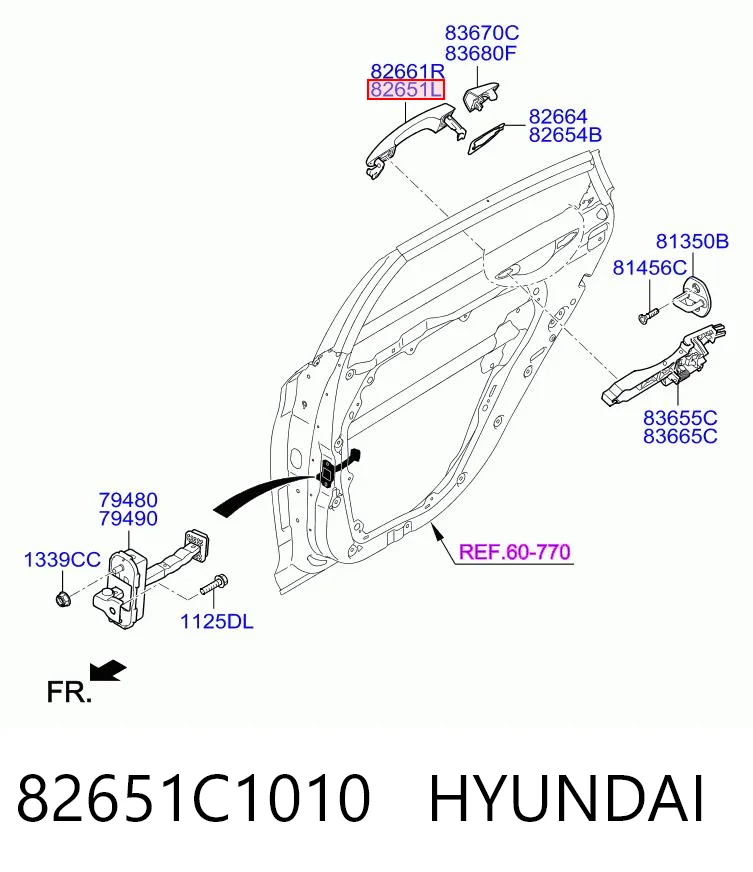 82651C1010 Hyundai/Kia Ручка задніх дверей зовнішня, ліва