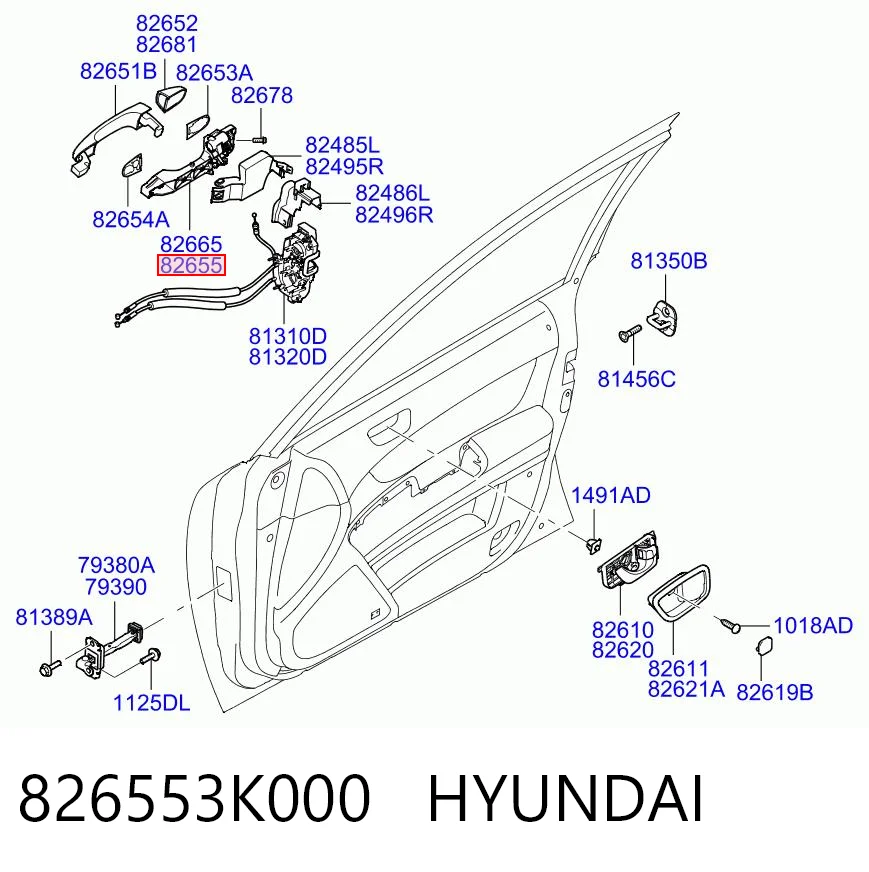 826553K000 Hyundai/Kia Тримач зовнішньої ручки дверей, передньої лівої