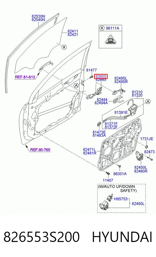 826553S200 Hyundai/Kia Тримач зовнішньої ручки дверей, передньої лівої