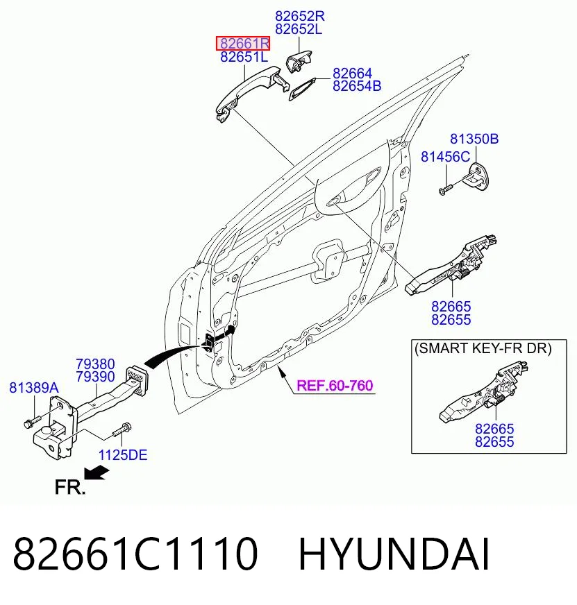82661C1110 Hyundai/Kia Ручка передніх дверей зовнішня, права