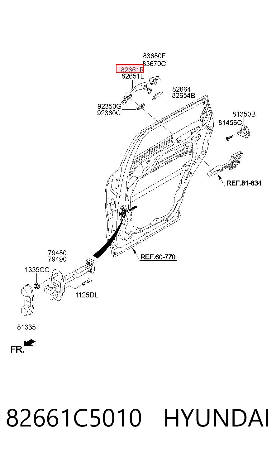 82661C5010 Hyundai/Kia Ручка задньої двері зовнішня права