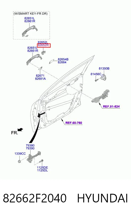 82662F2040 Hyundai/Kia Кришка ручки зовнішніх дверей задніх правих