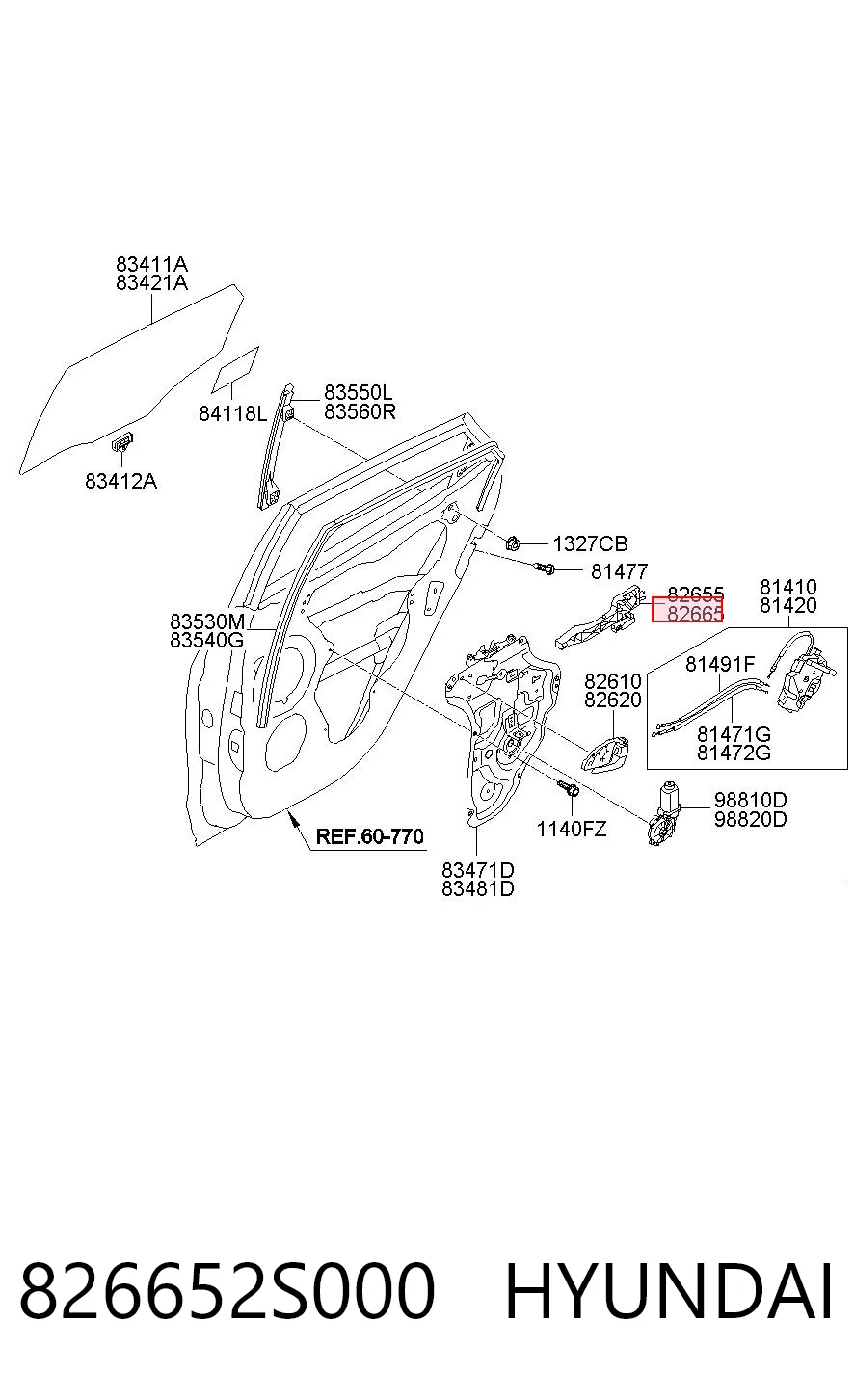 826652S000 Hyundai/Kia Тримач зовнішньої ручки дверей, передньої правої