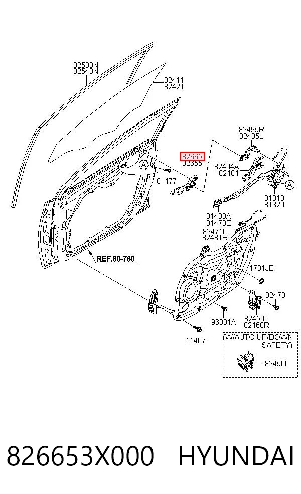 826653X000 Hyundai/Kia Тримач зовнішньої ручки дверей, передньої правої