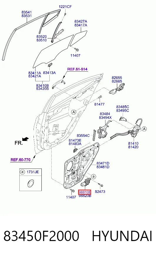 83450F2000 Hyundai/Kia Моторчик склопідйомника двері задніх, лівих