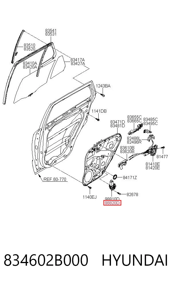 834602B000 Hyundai/Kia Двигун стеклопод'емника двері задньої, правої