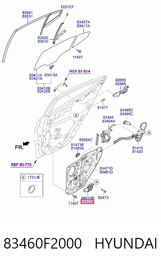 83460F2000 Hyundai/Kia Моторчик склопідйомника двері задніх, правих