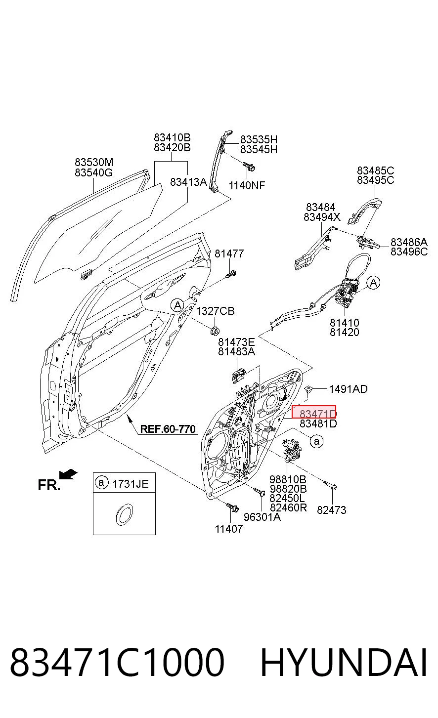 83471C1000 Hyundai/Kia Склопідйомник задніх лівих дверей
