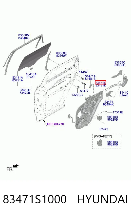 83471S1000 Hyundai/Kia Склопідйомник задніх лівих дверей