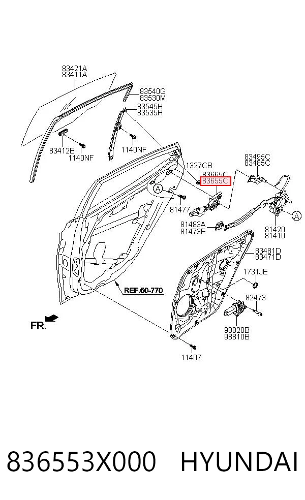 836553X000 Hyundai/Kia Тримач зовнішньої ручки дверей, задніх лівих
