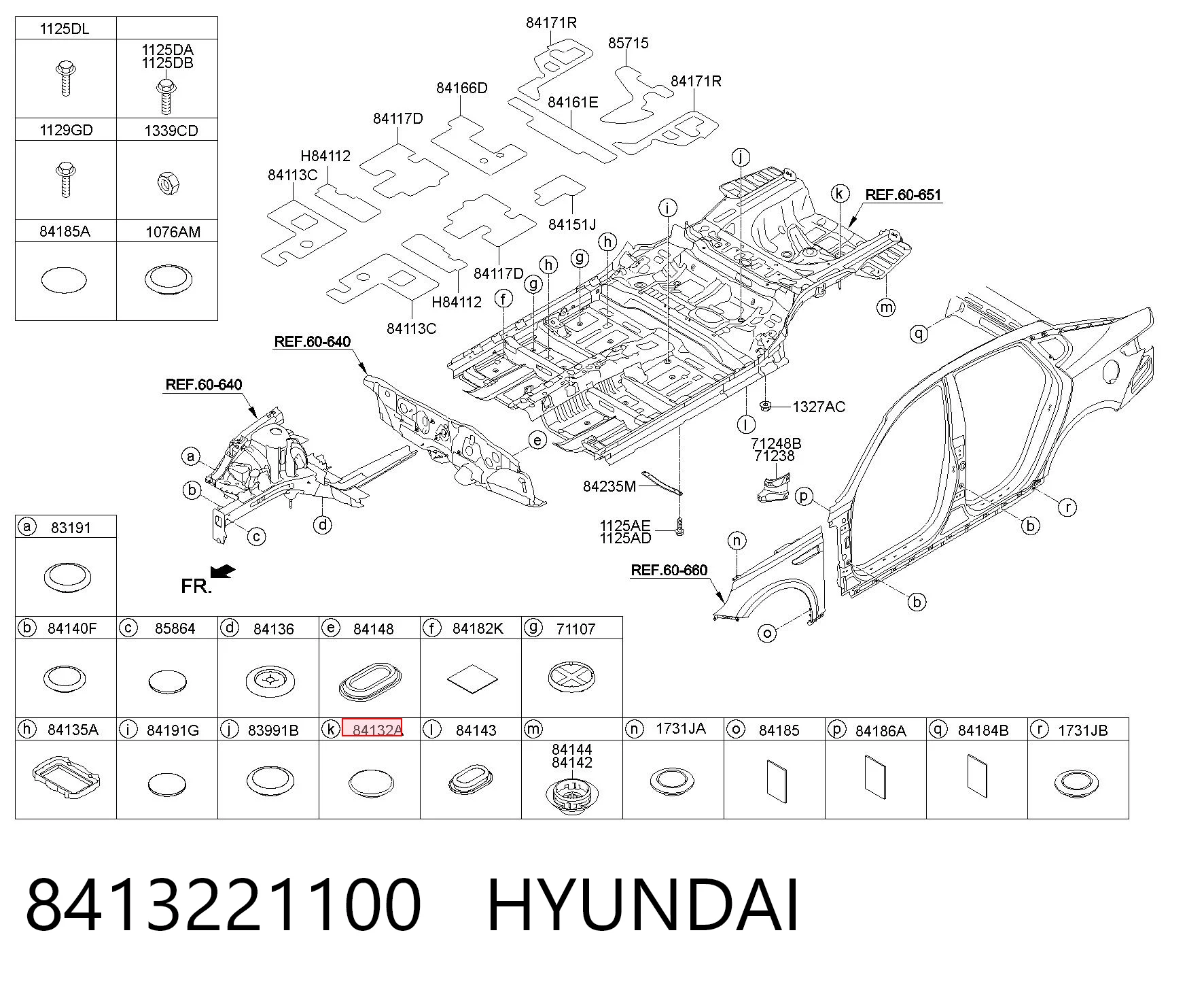 8413221100 Hyundai/Kia Заглушка кузова (підлоги)