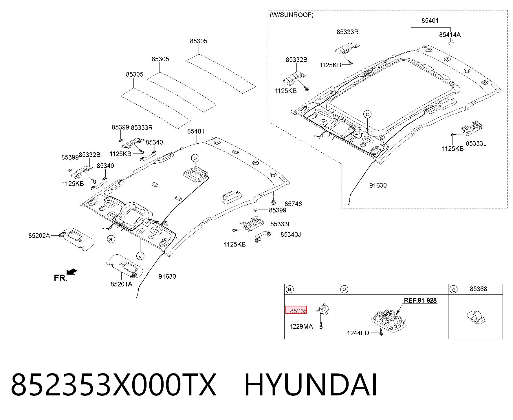 852353X000TX Hyundai/Kia Фіксатор сонцезахисного козирка
