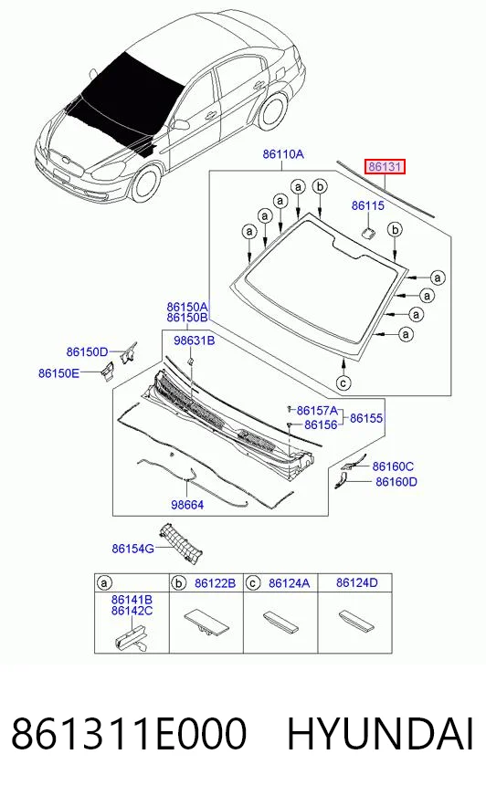 GS3214P133X Icor Молдинг лобового скла, верхній