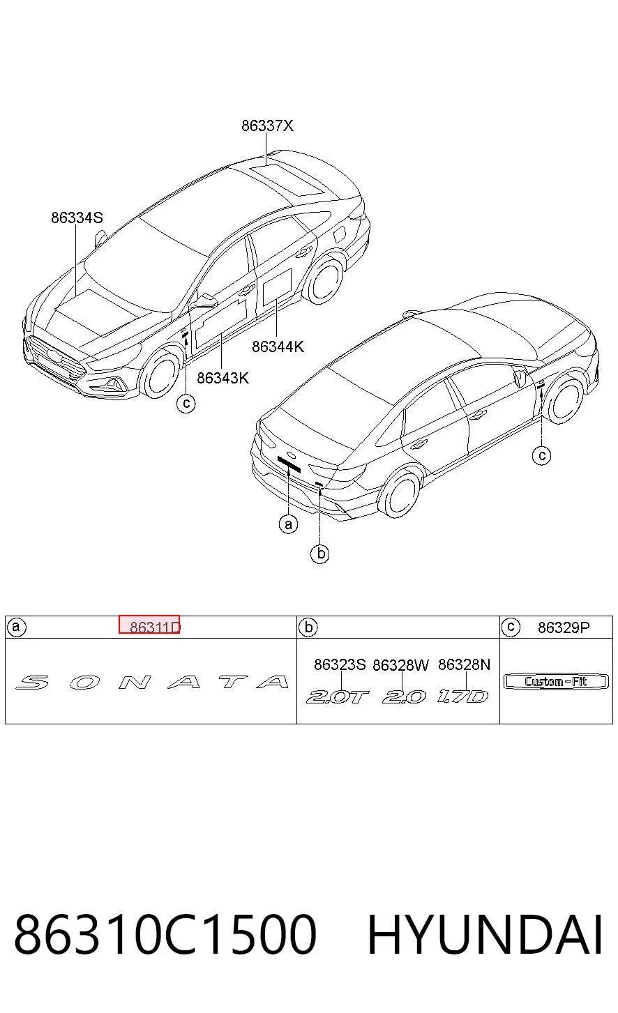 86310C1500 Hyundai/Kia Емблема кришки багажника, фірмовий значок