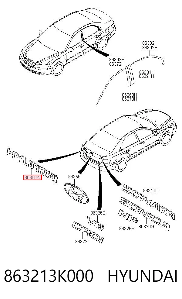 863213K000 Hyundai/Kia Емблема кришки багажника, фірмовий значок