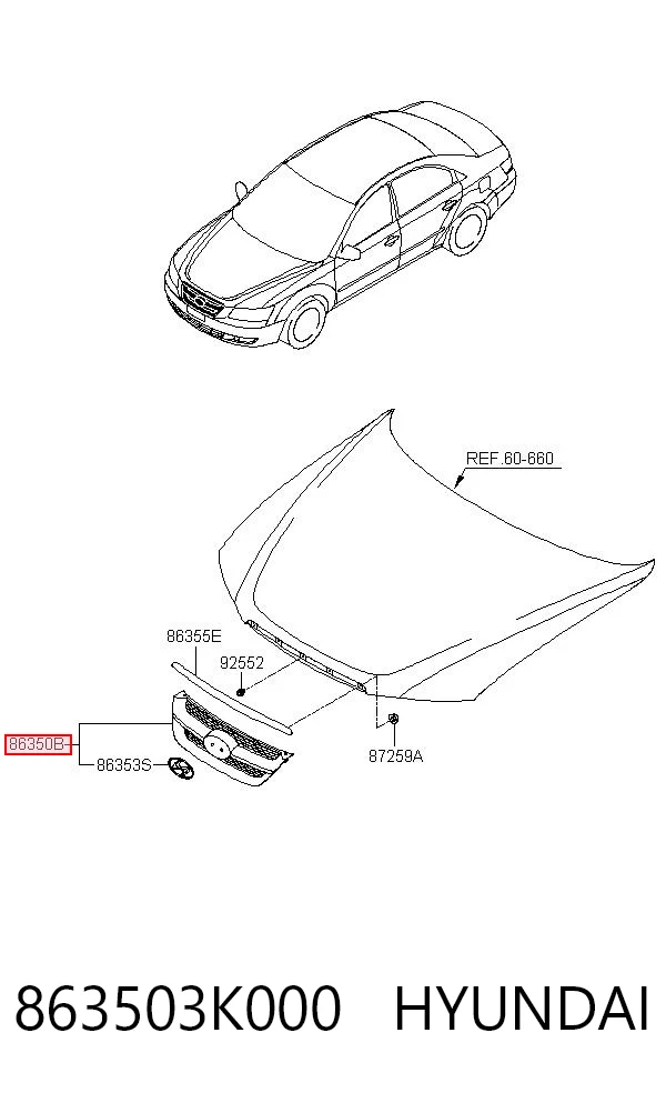 863503K000 Hyundai/Kia Решітка радіатора