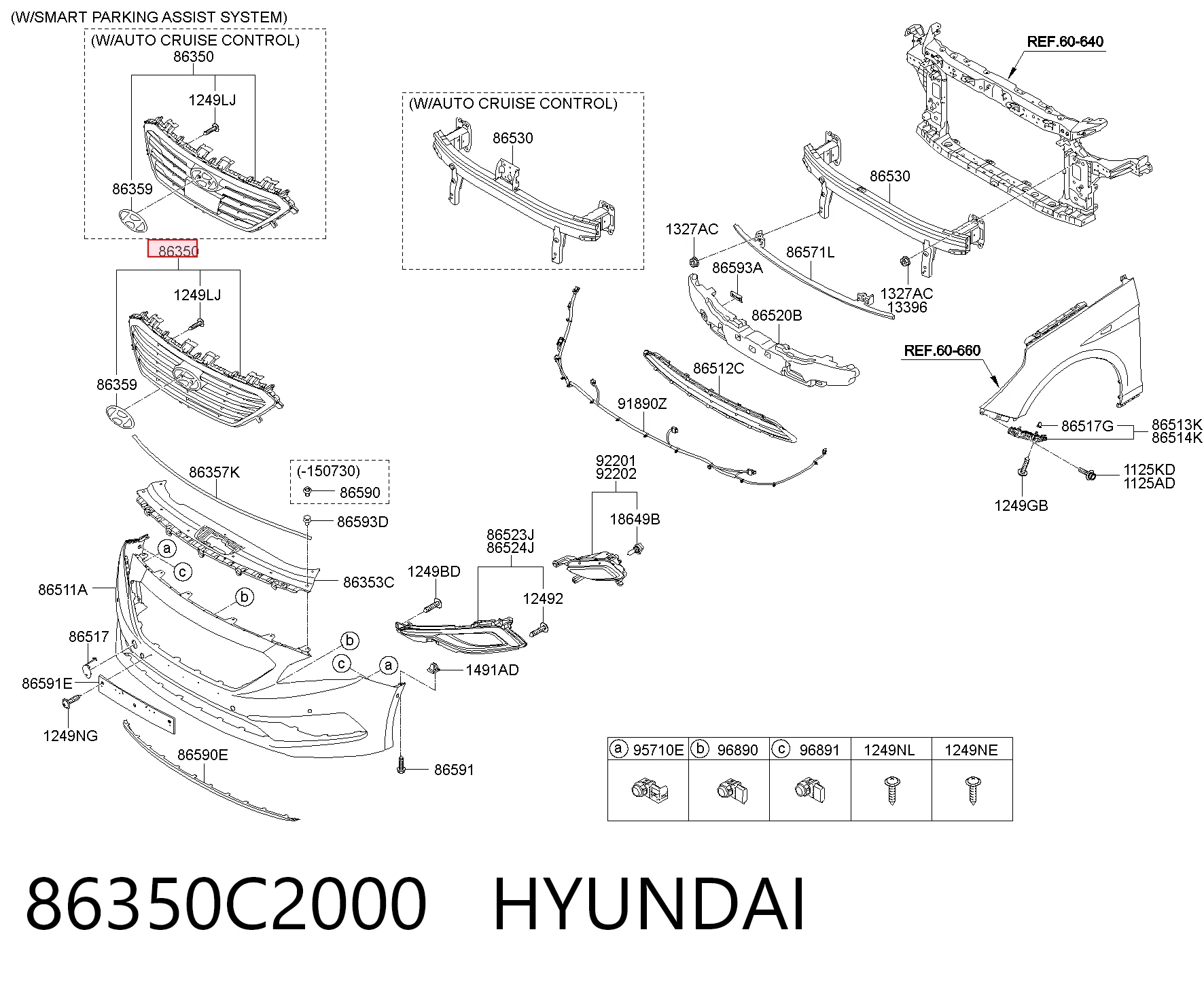 86350C2000 Hyundai/Kia Решітка радіатора