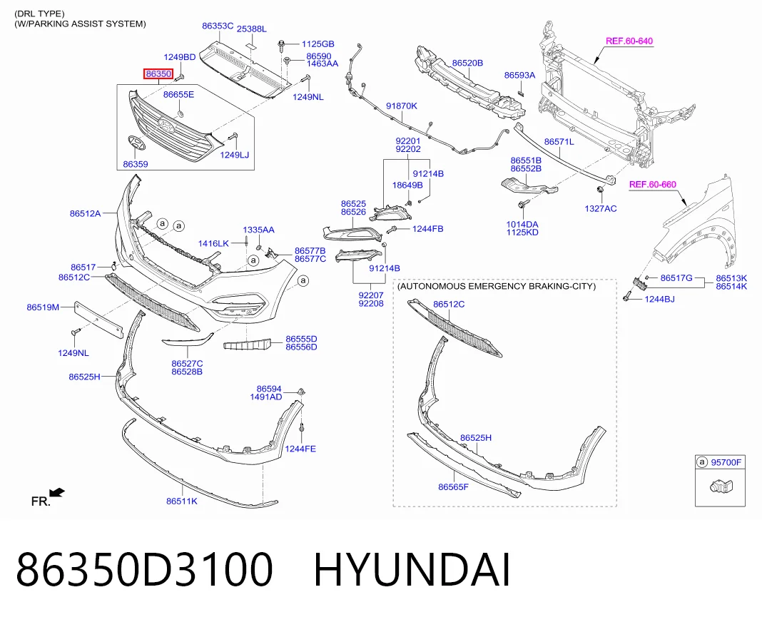 Облицювання радіатора Hyundai Tucson III позашляховик (TL) (2015 - 2023) ціна, від 107.69 USD