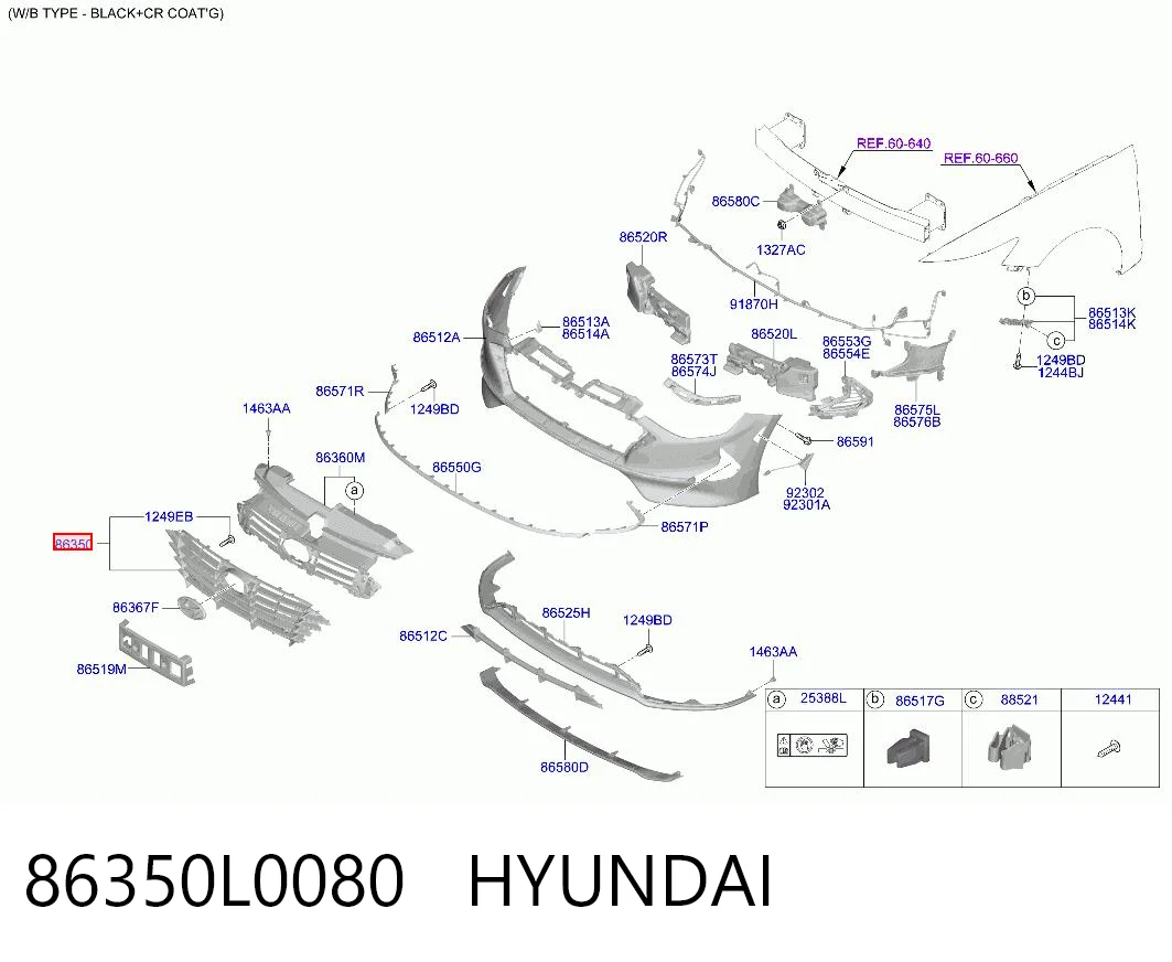 86350L0080 Hyundai/Kia Решітка радіатора