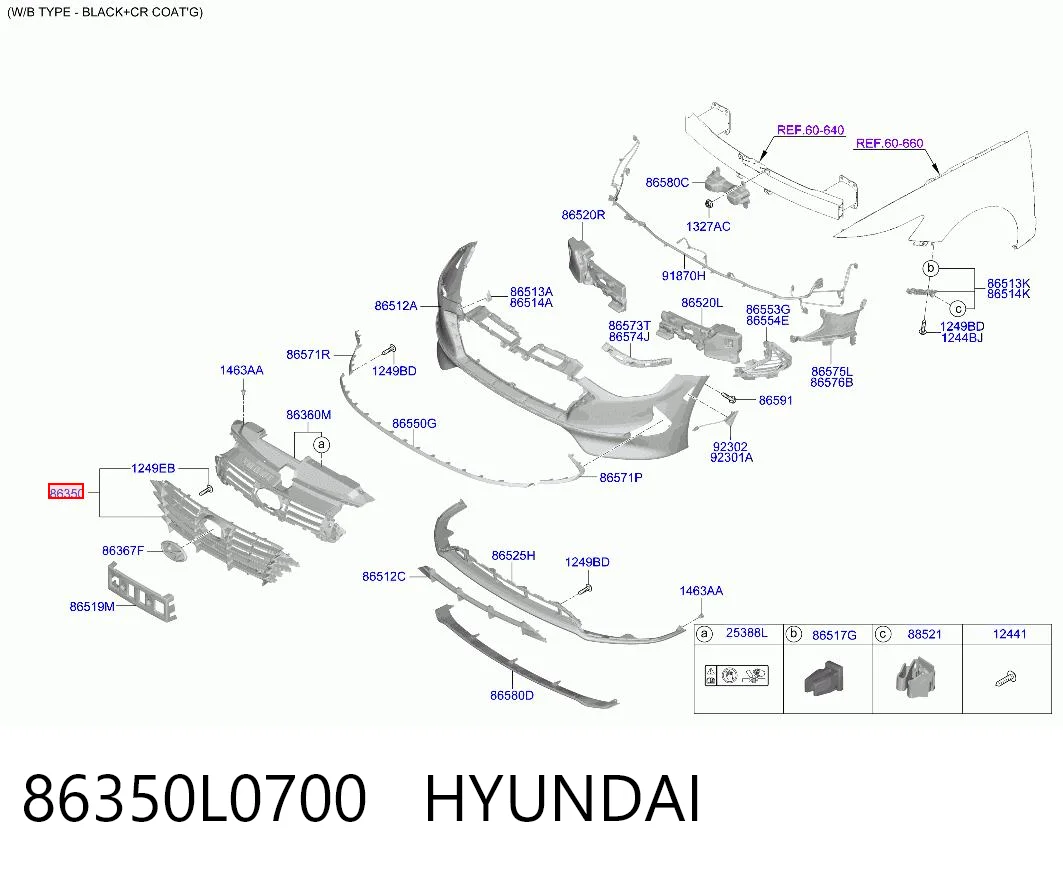 86350L0700 Hyundai/Kia Решітка радіатора