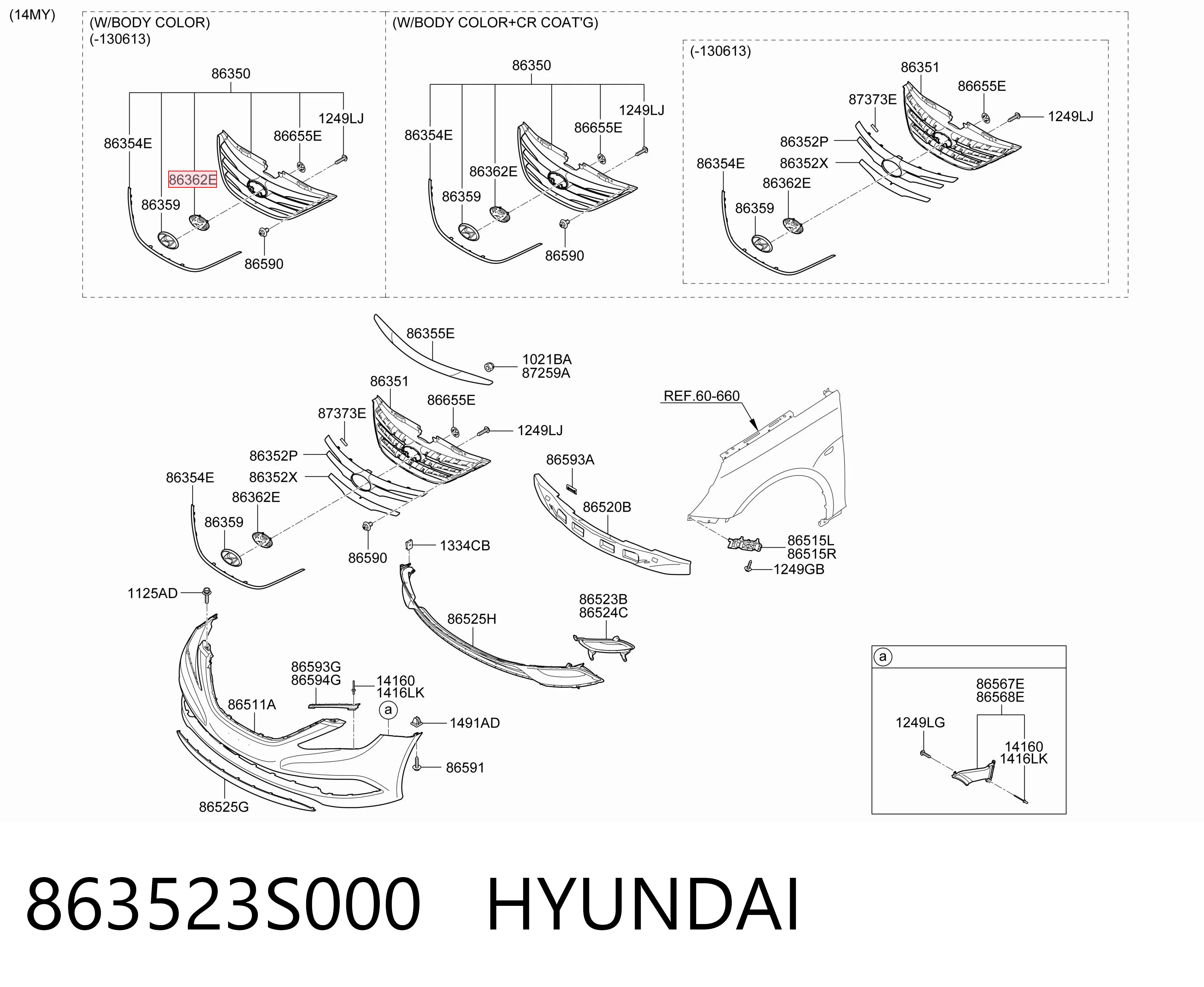 863523S000 Hyundai/Kia Решітка радіатора