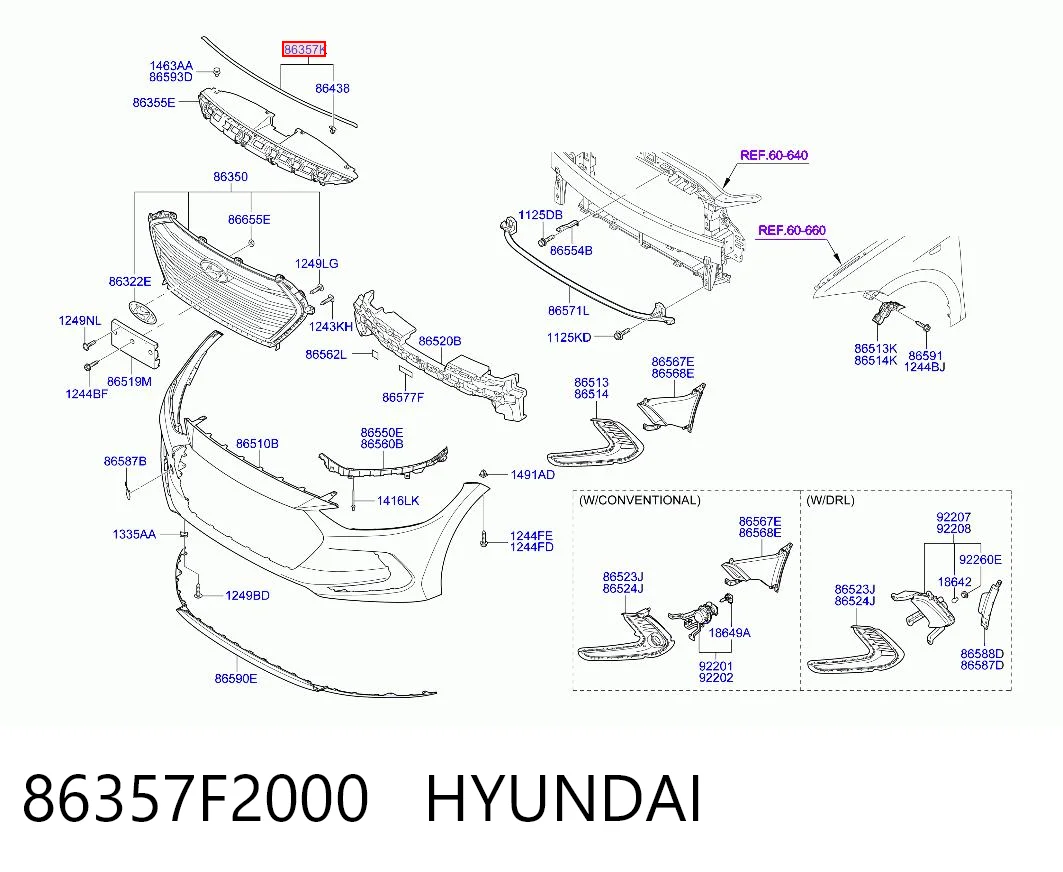 86357F2000 Hyundai/Kia Прокладка ущільнювача переднього бампера