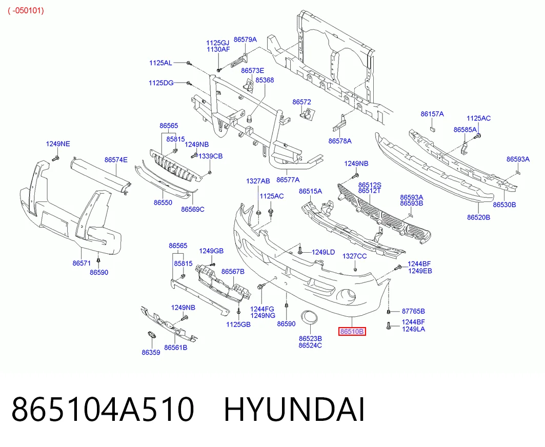 Бампер передній в зборі на Hyundai H-1 STAREX Starex 