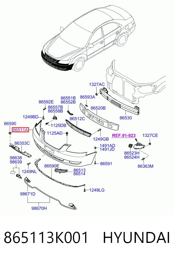 Бампер на авто Hyundai Sonata V седан (NF) (2007 - 2010) ціна, від 51.76 USD