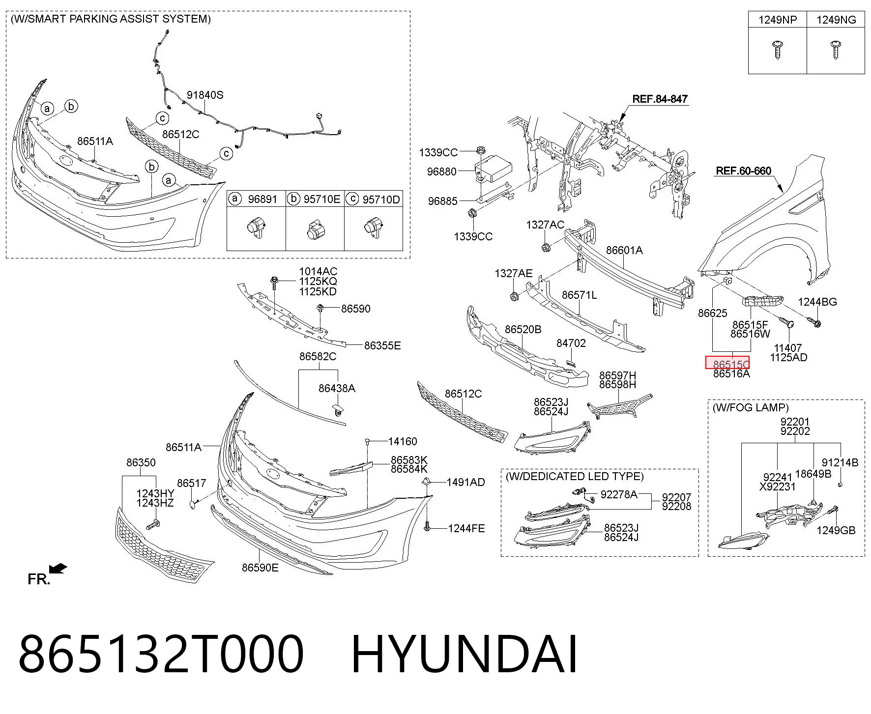 865132T000 Hyundai/Kia Кронштейн бампера переднього, зовнішній лівий