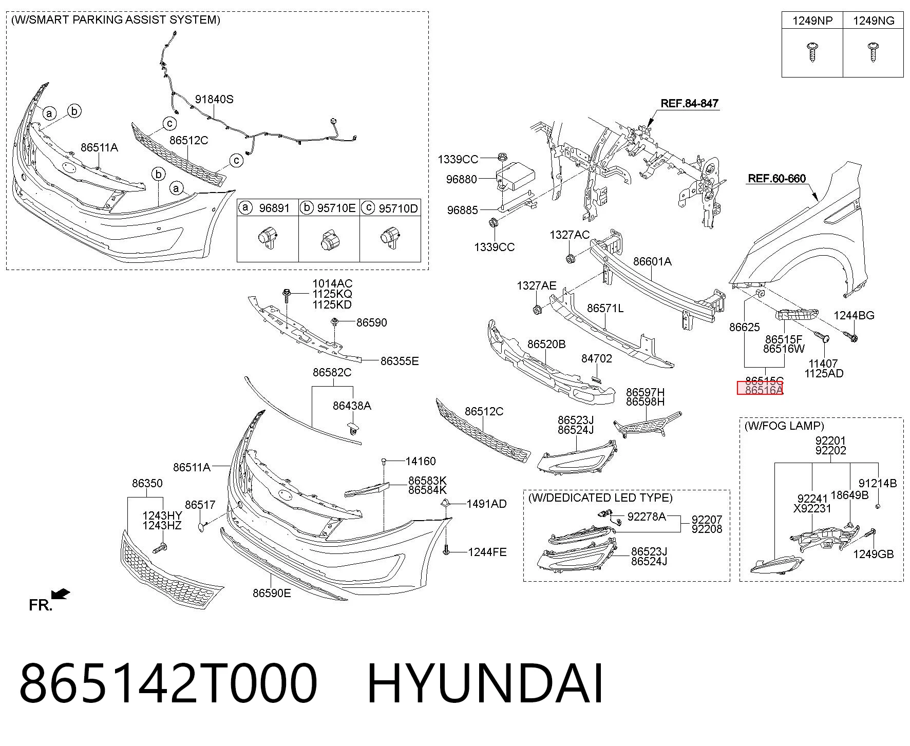 865142T000 Hyundai/Kia Кронштейн бампера переднього, зовнішній правий