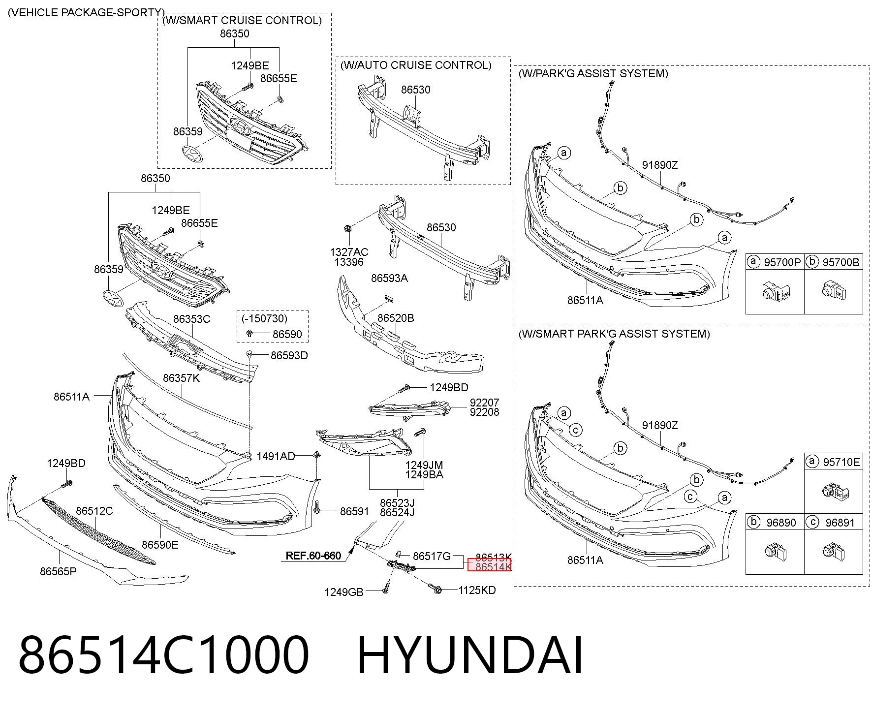 86514C1000 Hyundai/Kia Кронштейн бампера переднього, зовнішній правий